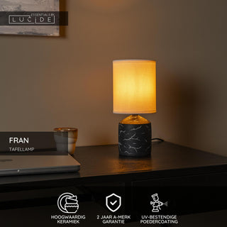 Lucide - FRAN - Table lamp - Ø 13 cm - 1xE14 - Black - IP20