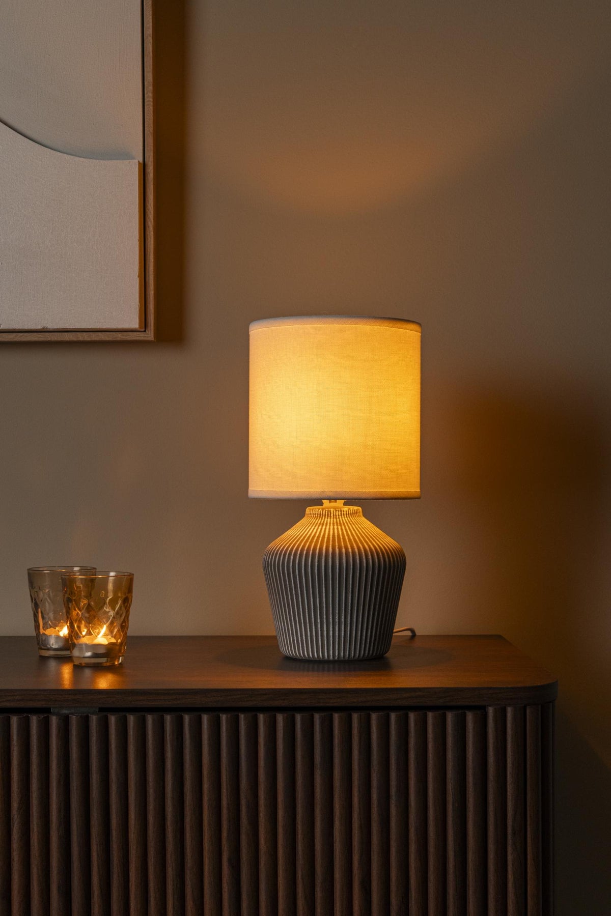Lucide - FILIZ - Tafellamp - Ø 16 cm - 1xE14 - Taupe - IP20