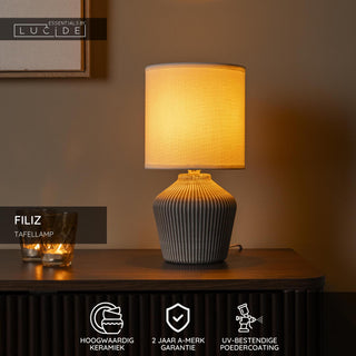 Lucide - FILIZ - Table lamp - Ø 16 cm - 1xE14 - Taupe - IP20