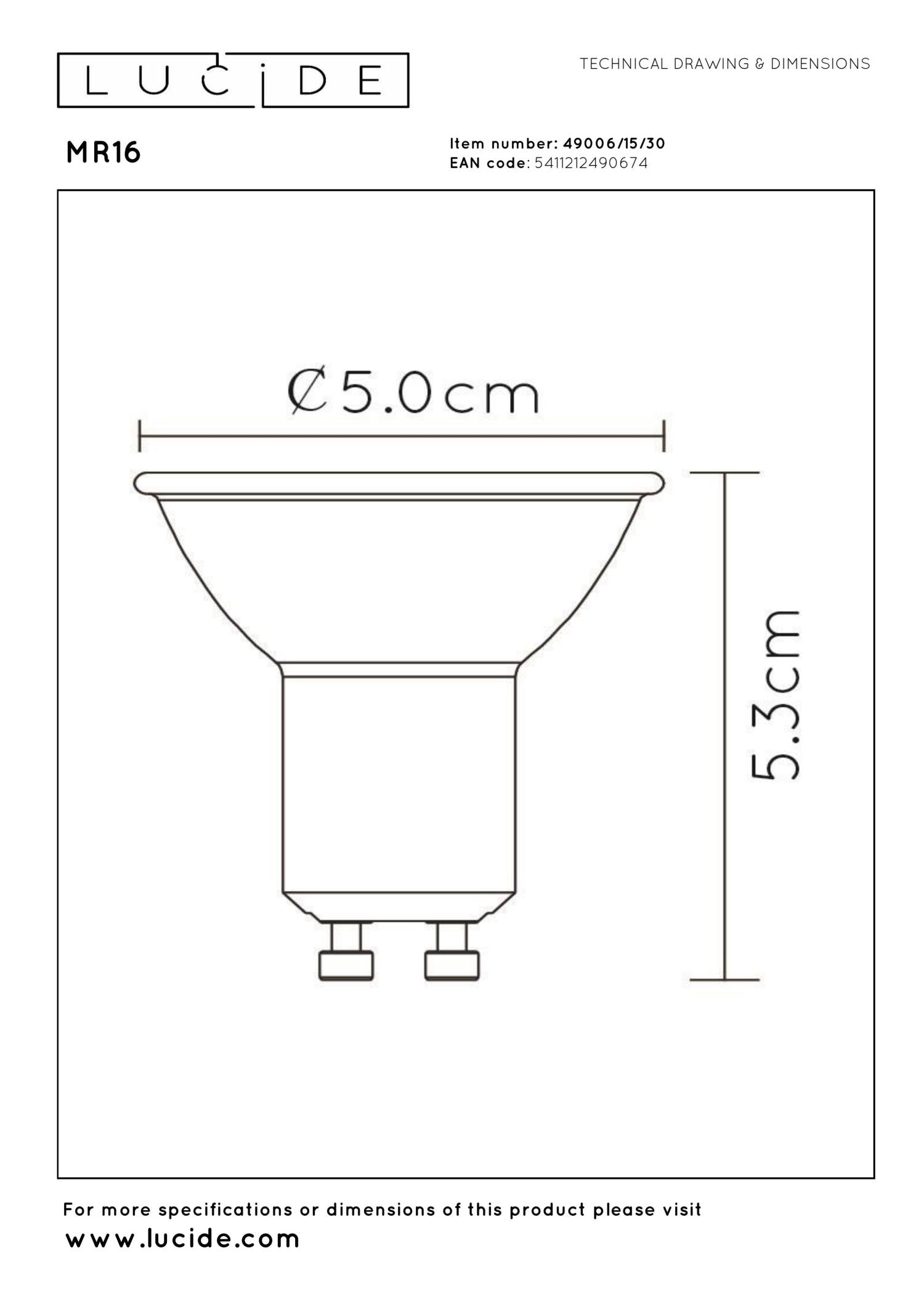 MR16 - Led lamp - Ø 5 cm - LED Dimb. - GU10 - 3x5W 3000K - Zwart - Set van 3