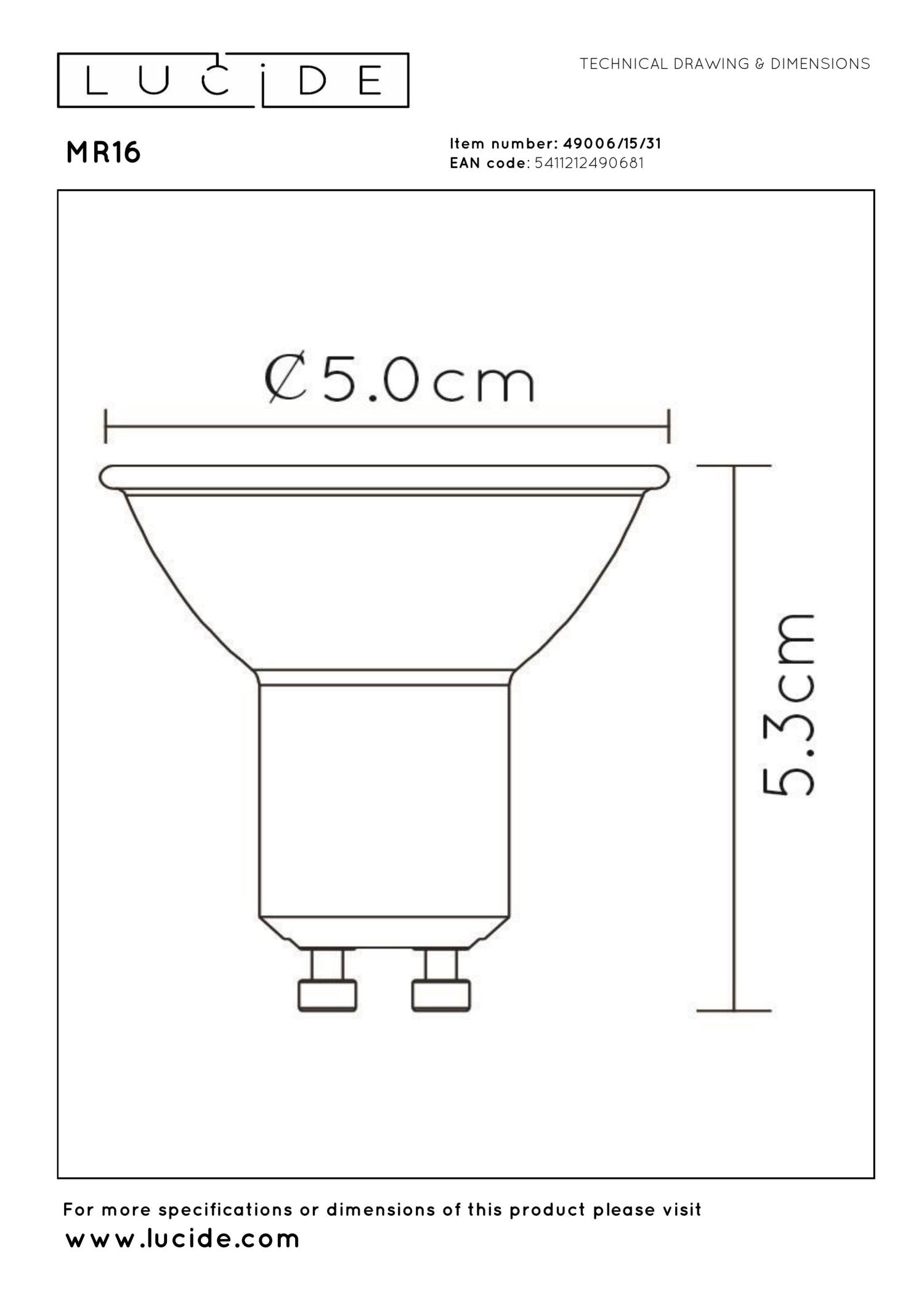 MR16 - Ampoule LED - Ø 5 cm - LED Var. - GU10 - 3x5W 3000K - Blanc - Set de 3