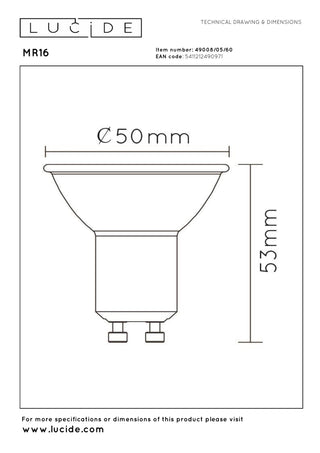 MR16 - LED lamp - Ø 5 cm - LED - GU10 - 1x5W 2700K - Transparent