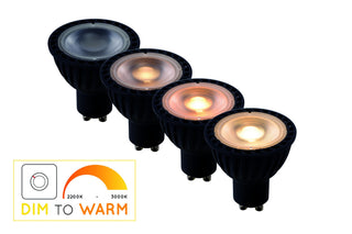 MR16 - Ampoule LED - Ø 5 cm - LED Dim to warm - GU10 - 1x5W 2200K/3000K - Noir
