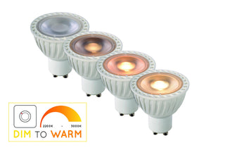 MR16 - Led lamp - Ø 5 cm - LED Dim to warm - GU10 - 1x5W 2200K/3000K - Wit