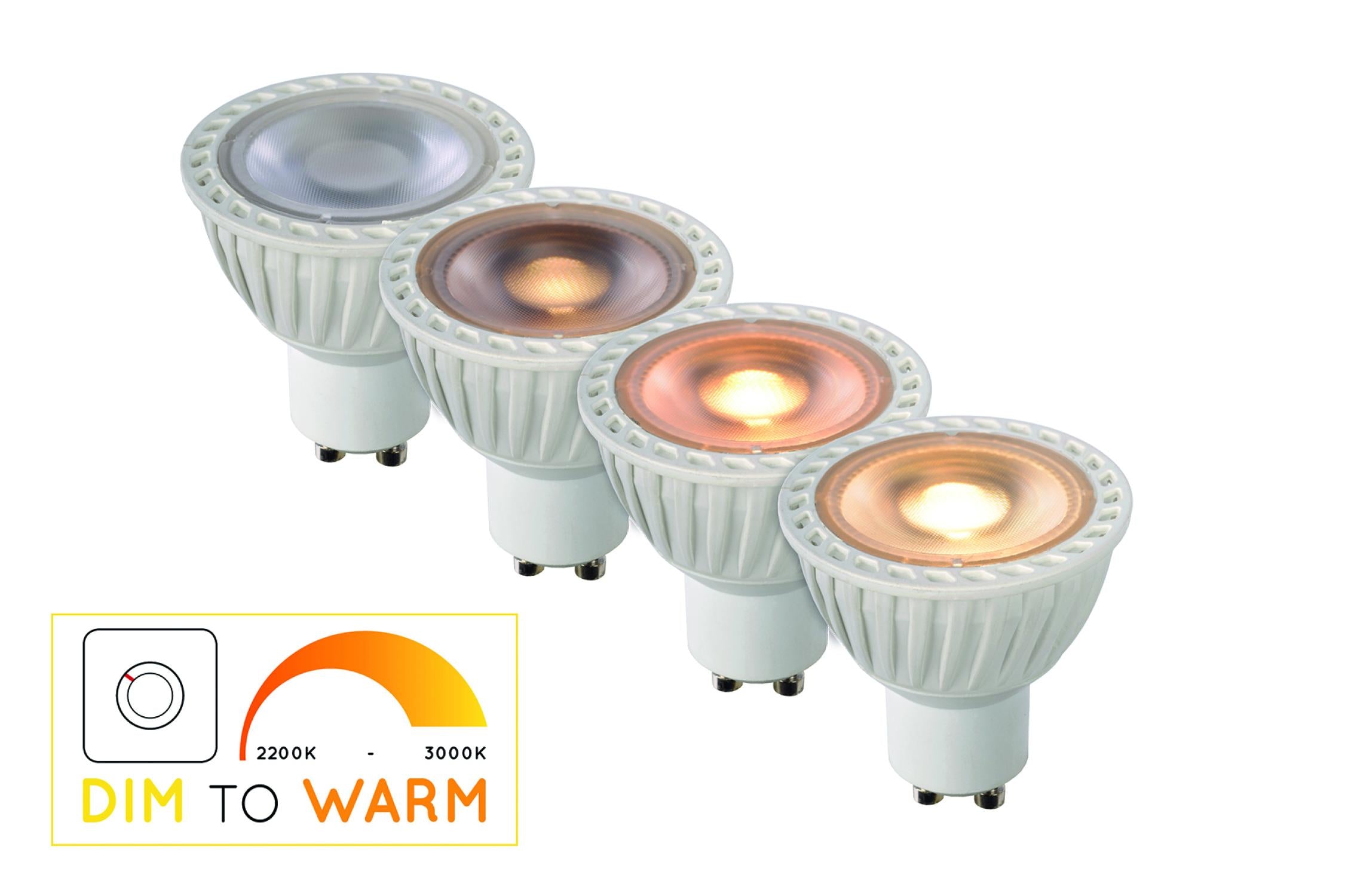 MR16 - Led lamp - Ø 5 cm - LED Dim to warm - GU10 - 1x5W 2200K/3000K - Wit