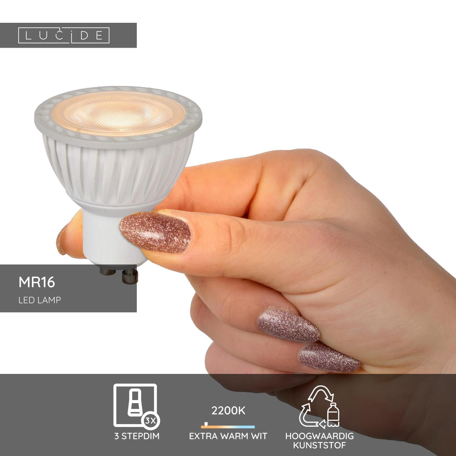 MR16 - LED lamp - Ø 5 cm - LED Dimmable - GU10 - 1x5W 2200K/2500K/2700K - White