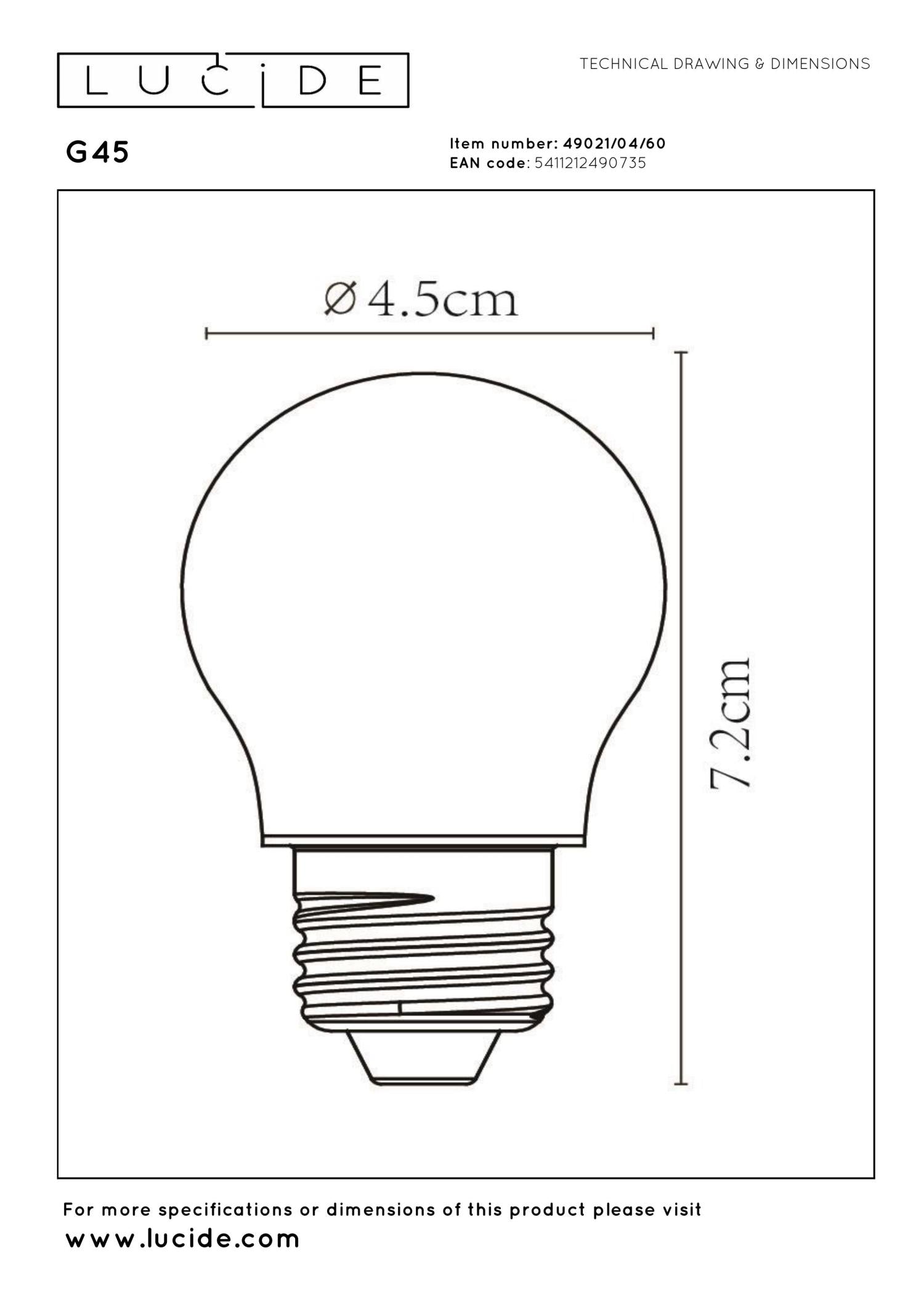 G45 - Filament lamp - Ø 4,5 cm - LED Dimb. - E27 - 1x4W 2700K - Transparant