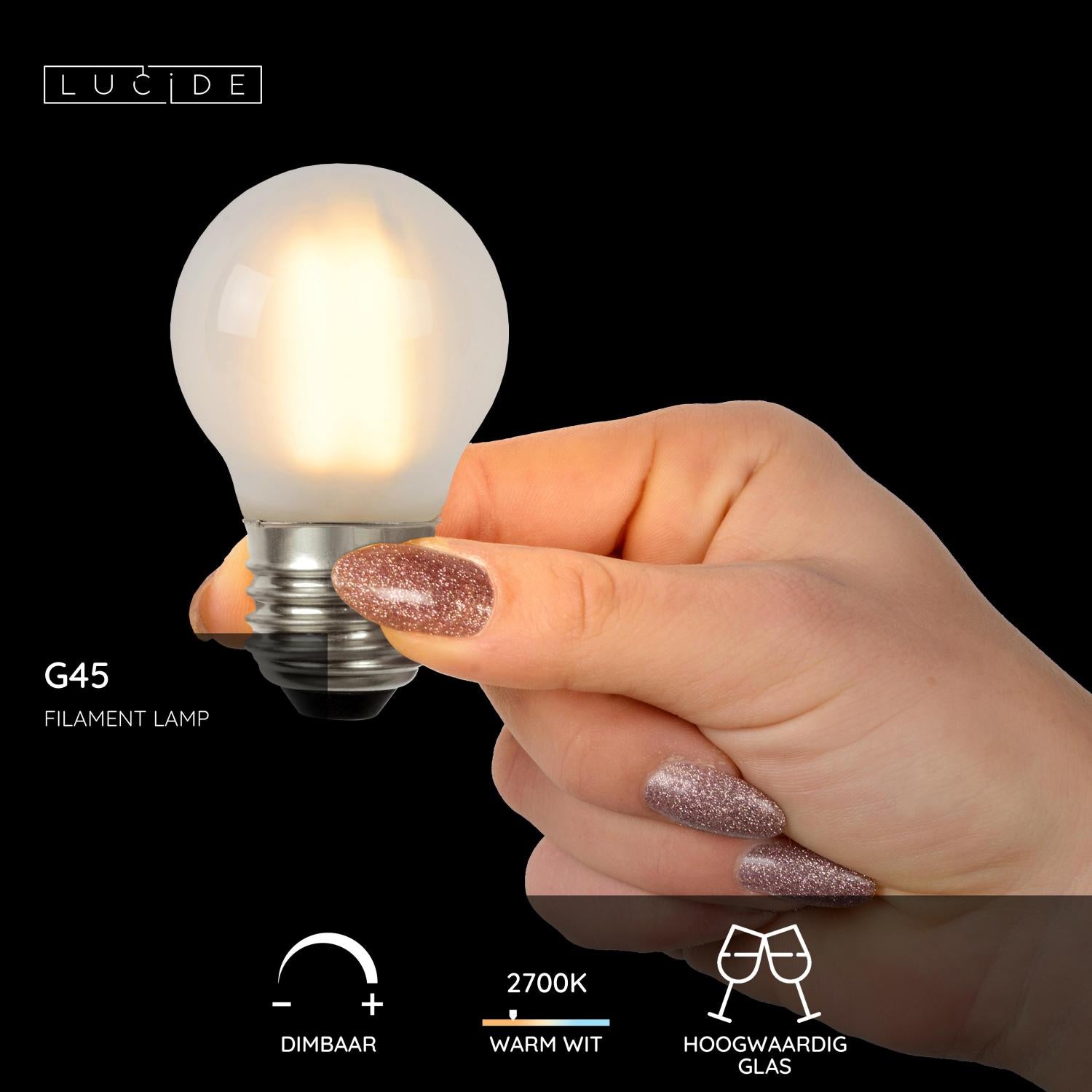 G45 - Ampoule à filament - Ø 4,5 cm - LED Var. - E27 - 1x4W 2700K - mat