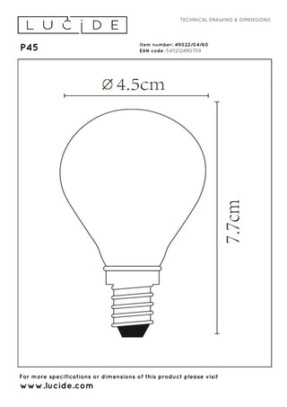 P45 - Filament lamp - Ø 4,5 cm - LED Dimb. - E14 - 1x4W 2700K - Transparant