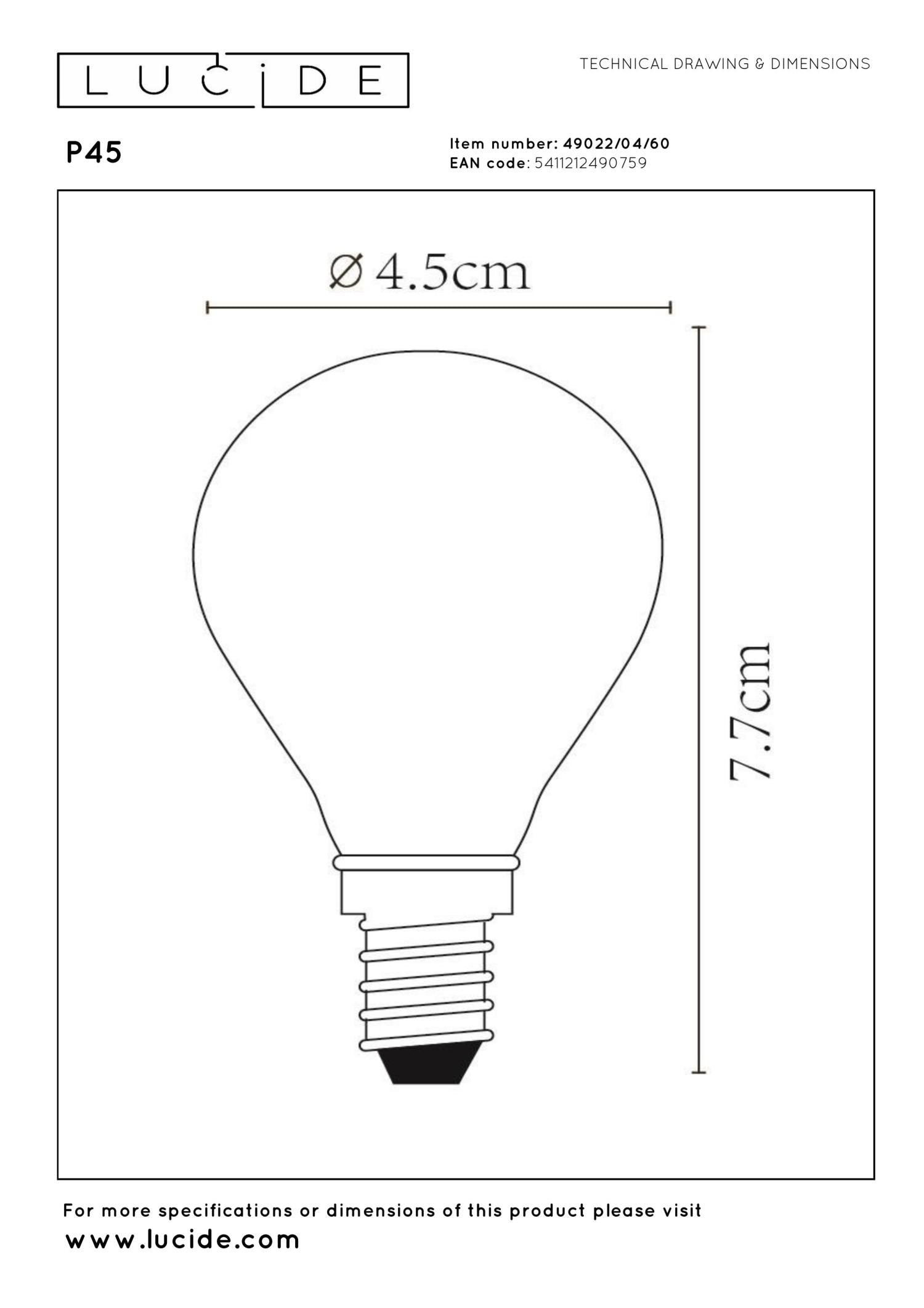 P45 - Filament lamp - Ø 4.5 cm - LED Dimmable - E14 - 1x4W 2700K - Transparent
