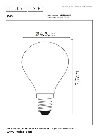 P45 - Filament lamp - Ø 4,5 cm - LED Dimb. - E14 - 1x4W 2700K - mat