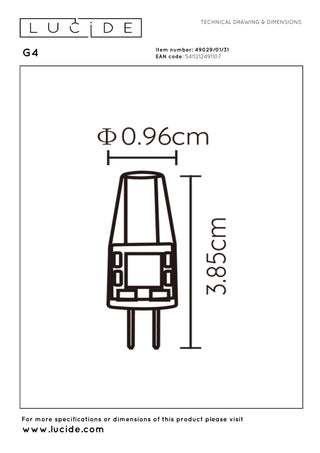 G4 - Ampoule LED - Ø 0,9 cm - LED - G4 - 1x1,5W 2700K - Transparent