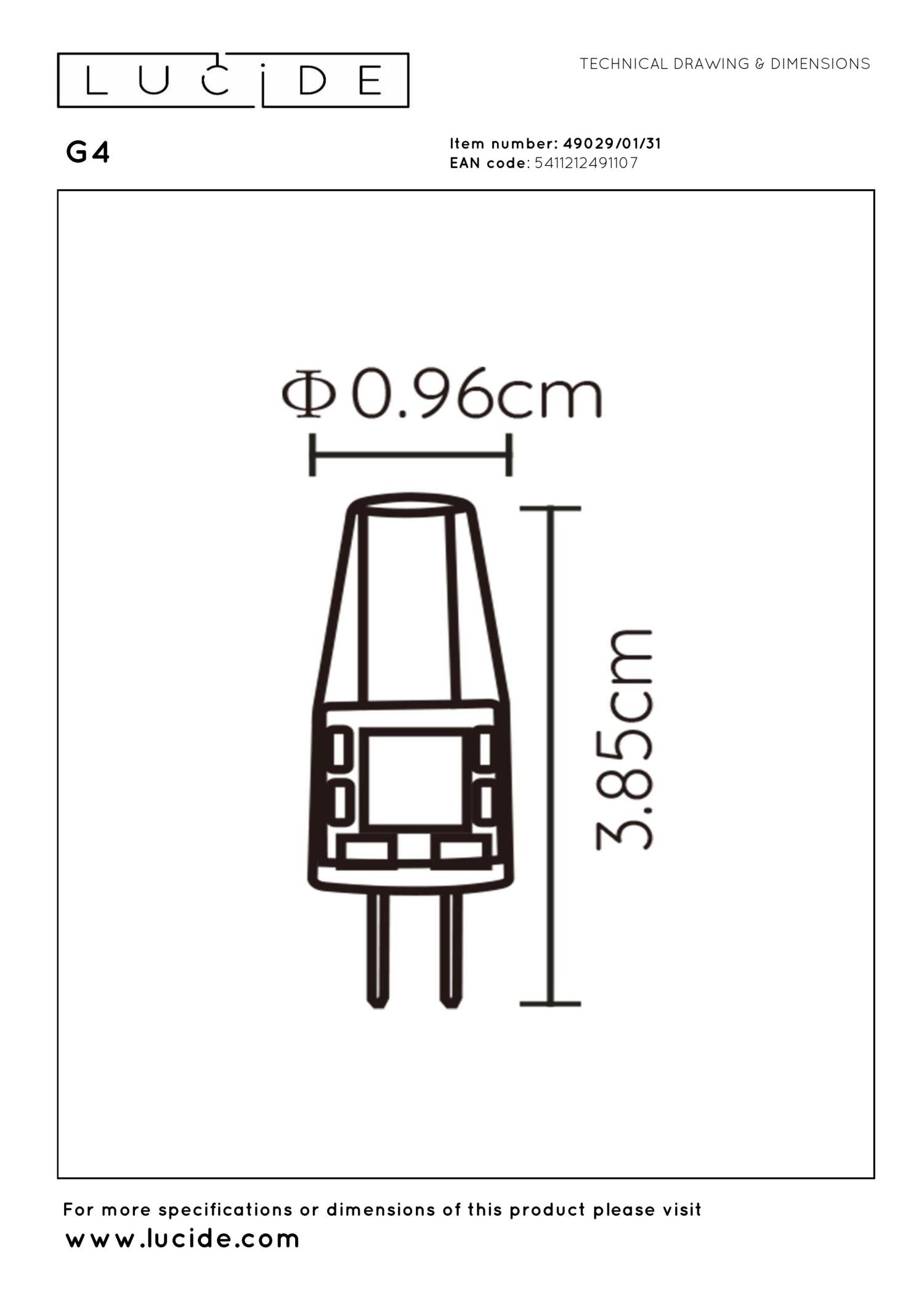 G4 - Led lamp - Ø 0,9 cm - LED - G4 - 1x1,5W 2700K - Transparant