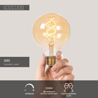 G95 - Filament lamp - Ø 9,5 cm - LED 3 StepDim (Memory) - E27 - 1x4,9W 2200K - Amber