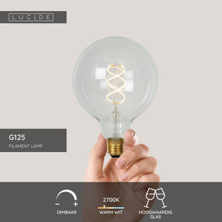 G125 - Filament lamp - Ø 12.5 cm - LED Dimmable - E27 - 1x4.9W 2700K - Transparent