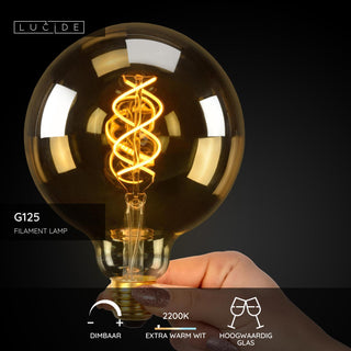 G125 - Filament lamp - Ø 12.5 cm - LED Dimmable - E27 - 1x4.9W 2200K - Amber