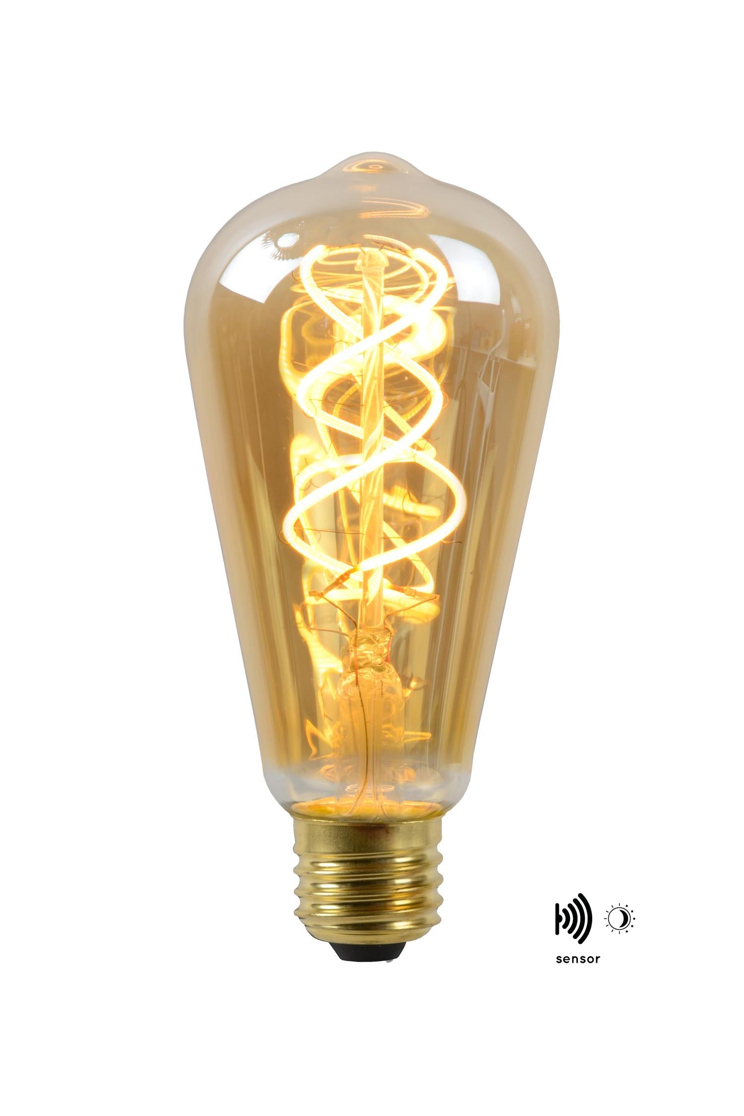 ST64 TWILIGHT SENSOR - Filament lamp - Ø 6.4 cm - LED - E27 - 1x4W 2200K - Day/night sensor - Amber
