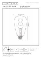ST64 TWILIGHT SENSOR - Filament lamp - Ø 6.4 cm - LED - E27 - 1x4W 2200K - Day/night sensor - Amber