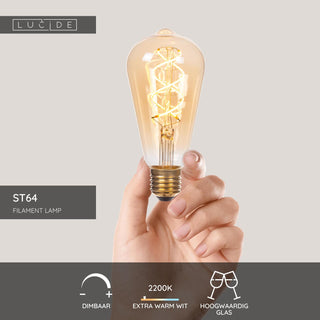 ST64 - Filament lamp - Ø 6,4 cm - LED 3 StepDim (Memory) - E27 - 1x4,9W 2200K - Amber