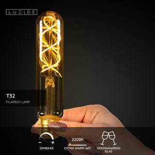 T32 - Filament lamp - Ø 3 cm - LED Dimb. - E27 - 1x4,9W 2200K - Amber