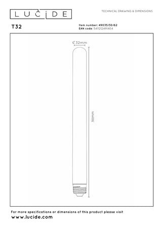 T32 - Filament lamp - Ø 3,2 cm - LED Dimb. - E27 - 1x4,9W 2200K - Amber