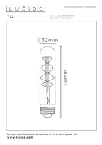 T32 - Ampoule à filament - Ø 3 cm - LED 3 StepDim (Memory) - E27 - 1x4,9W 2200K - Ambre