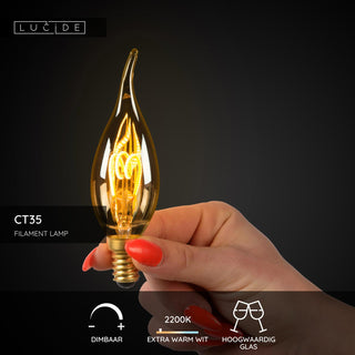 CT35 - Filament lamp - Ø 3,5 cm - LED Dimb. - E14 - 1x3W 2200K - Amber