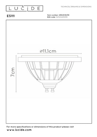 ES111 - Led lamp - Ø 11 cm - LED Dim to warm - GU10 - 1x12W 2200K/3000K - Zwart