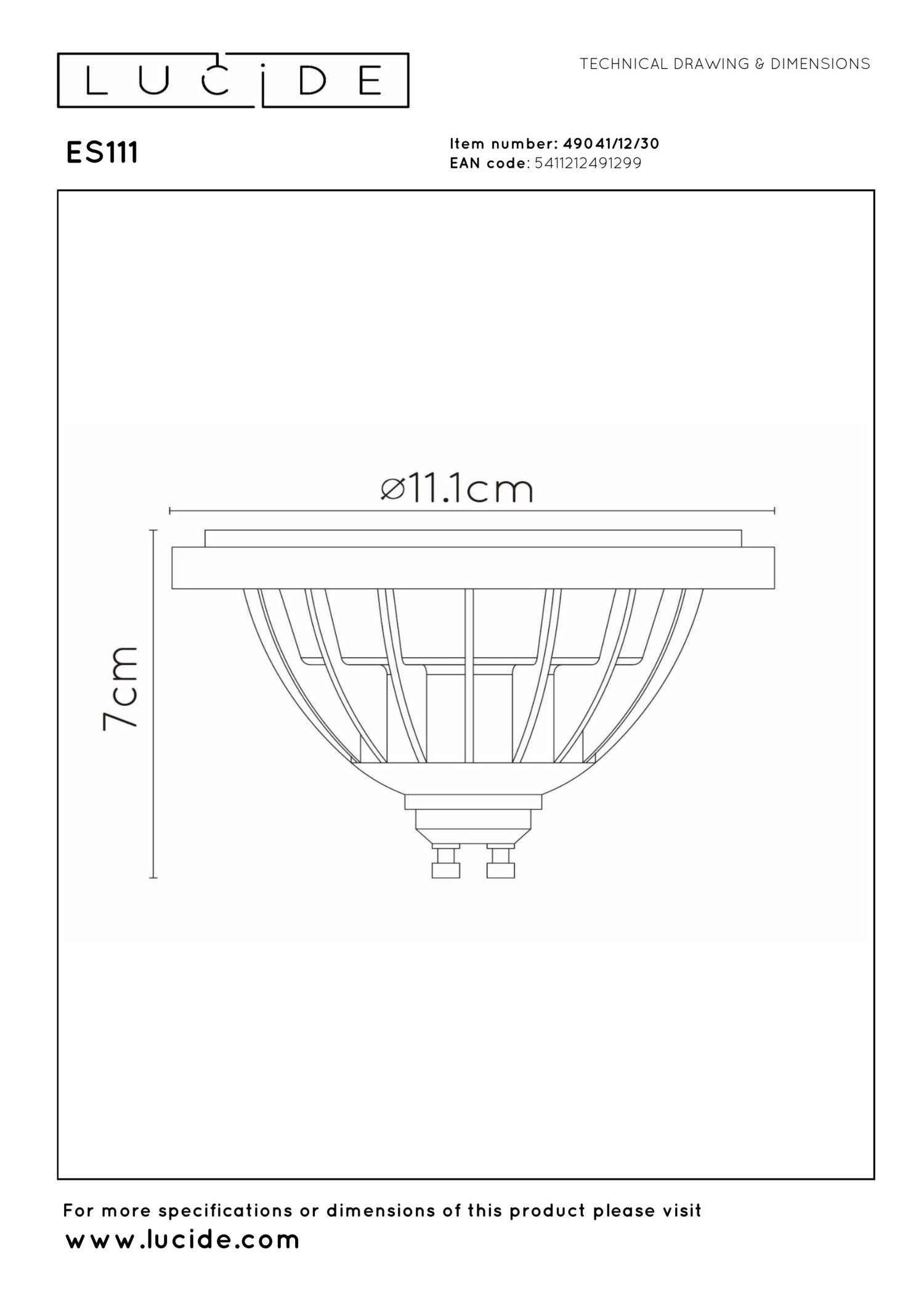 ES111 - Led lamp - Ø 11 cm - LED Dim to warm - GU10 - 1x12W 2200K/3000K - Zwart