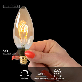 C35 - Filament lamp - Ø 3.5 cm - LED Dimmable - E14 - 1x3W 2200K - Amber