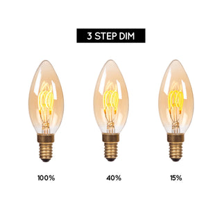 C35 - Ampoule à filament - Ø 3,5 cm - LED 3 StepDim (Memory) - E14 - 1x3W 2200K - Ambre