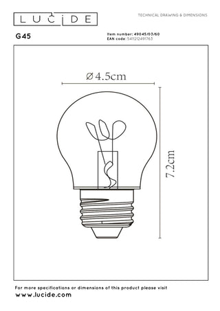 G45 - Ampoule à filament - Ø 4,5 cm - LED Var. - E27 - 1x3W 2700K - Transparent