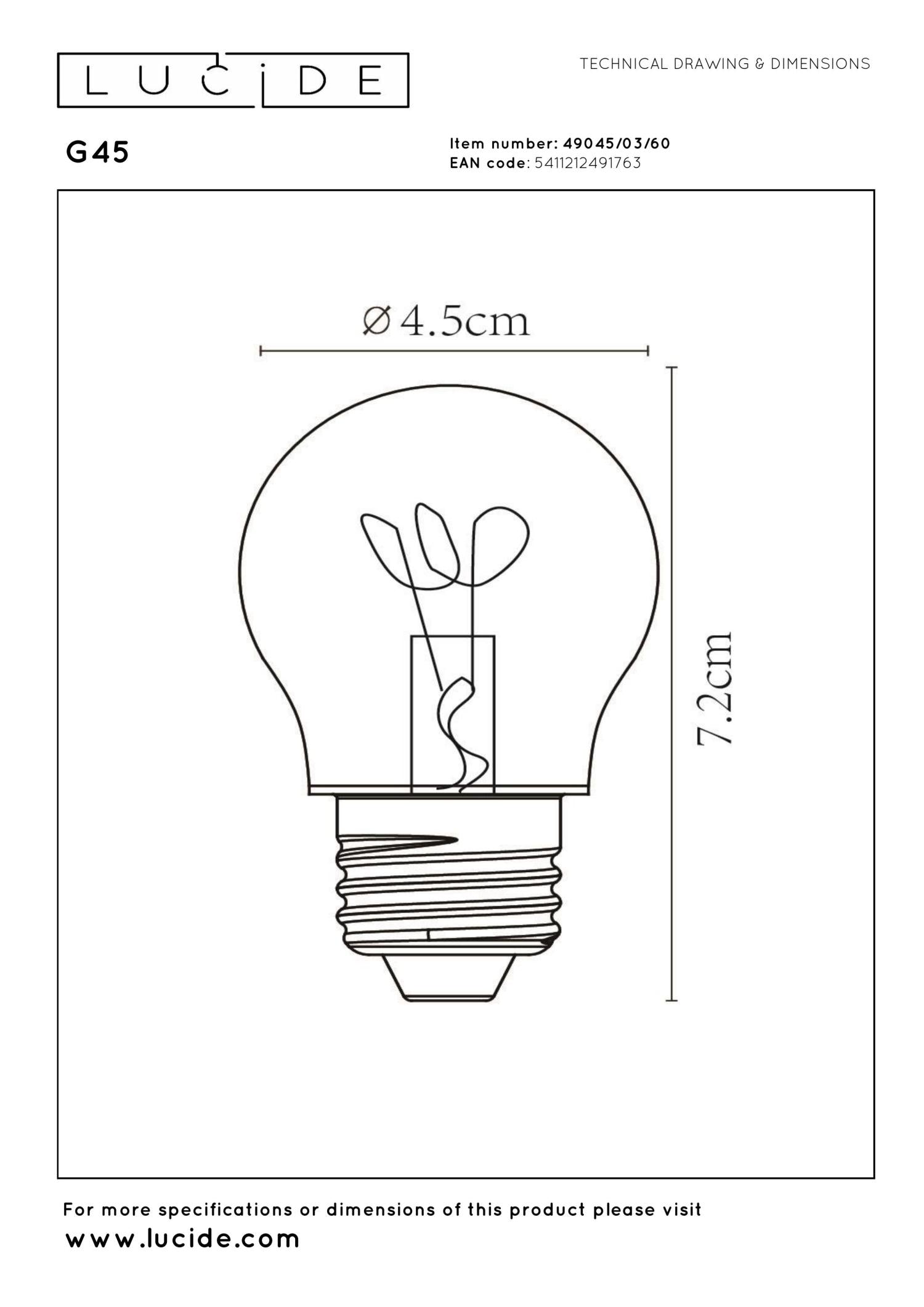 G45 - Ampoule à filament - Ø 4,5 cm - LED Var. - E27 - 1x3W 2700K - Transparent