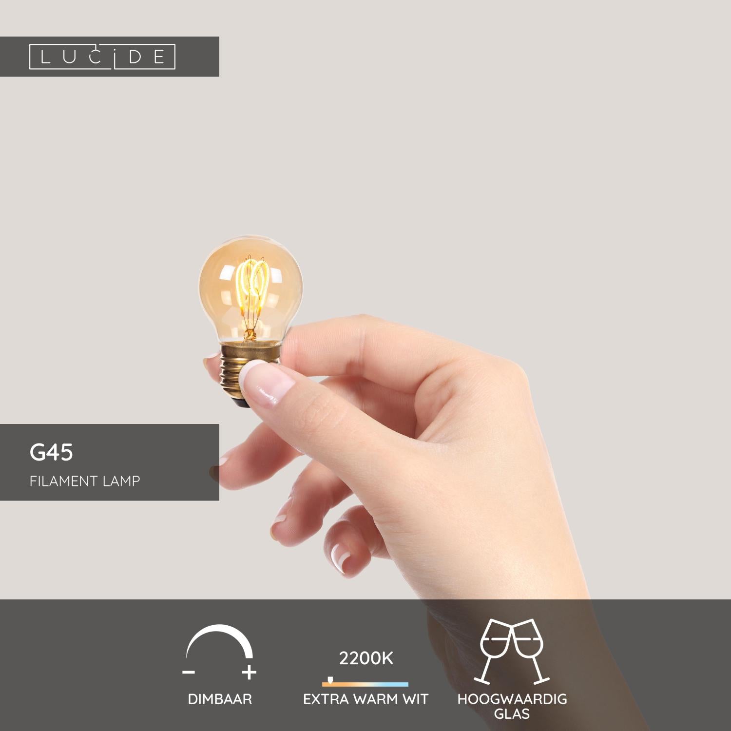 G45 - Filament lamp - Ø 4,5 cm - LED 3 StepDim (Memory) - E27 - 1x3W 2200K - Amber