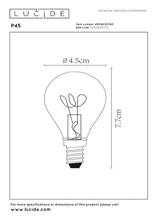 P45 - Ampoule à filament - Ø 4,5 cm - LED Var. - E14 - 1x3W 2700K - Transparent