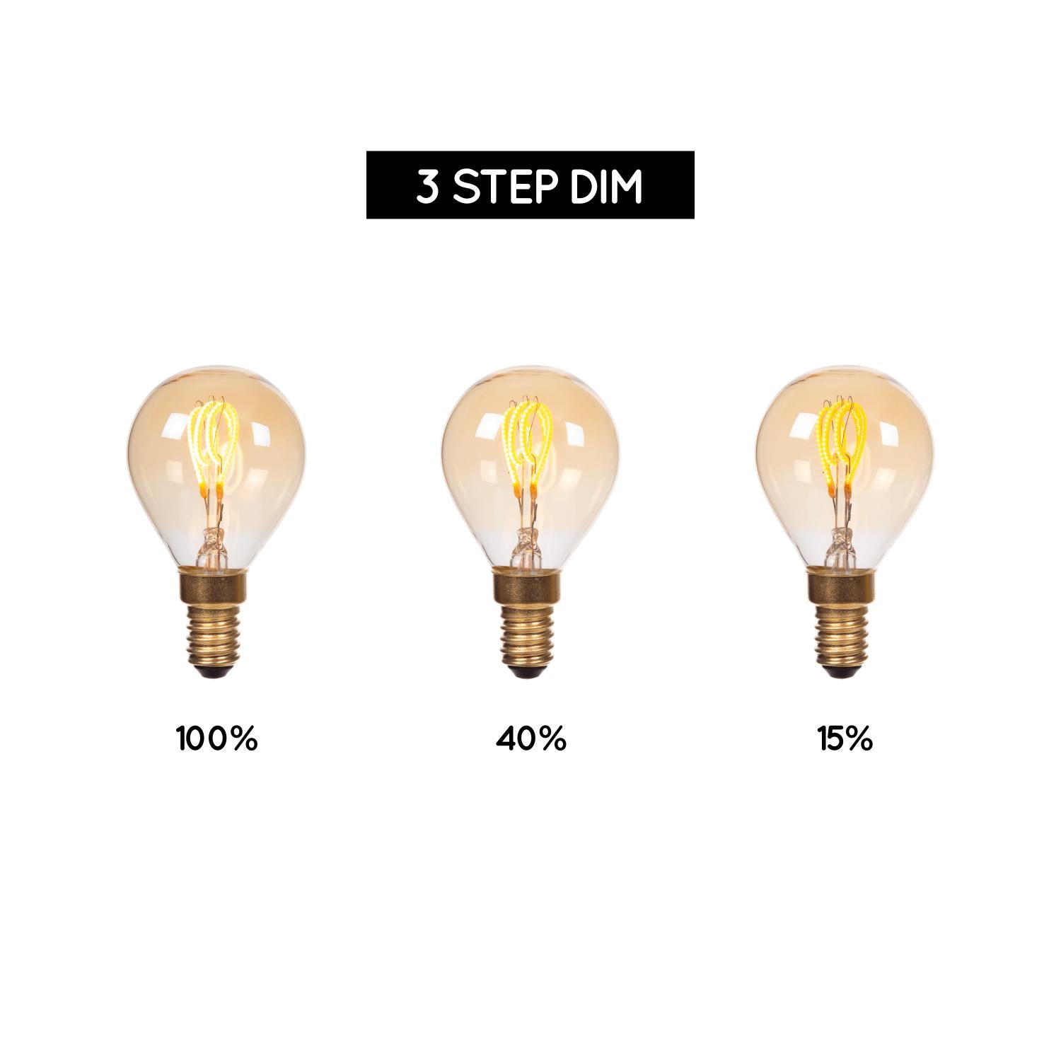 P45 - Filament lamp - Ø 4,5 cm - LED 3 StepDim (Memory) - E14 - 1x3W 2200K - Amber