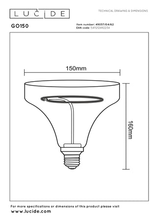 Lucide - GO150 - Filament bulb - Triangle - Ø 15 cm - LED Dimmable - E27 - 1x4W 2200K - Amber - IP20