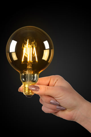 G95 - Ampoule à filament - Ø 9,5 cm - LED Var. - E27 - 1x5W 2700K - Ambre