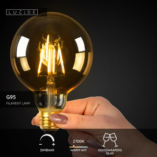 G95 - Ampoule à filament - Ø 9,5 cm - LED Var. - E27 - 1x5W 2700K - Ambre