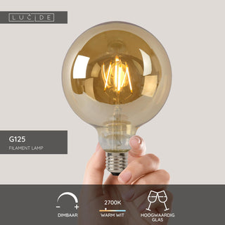 G125 - Ampoule à filament - Ø 12,5 cm - LED Var. - E27 - 1x8W 2700K - Ambre