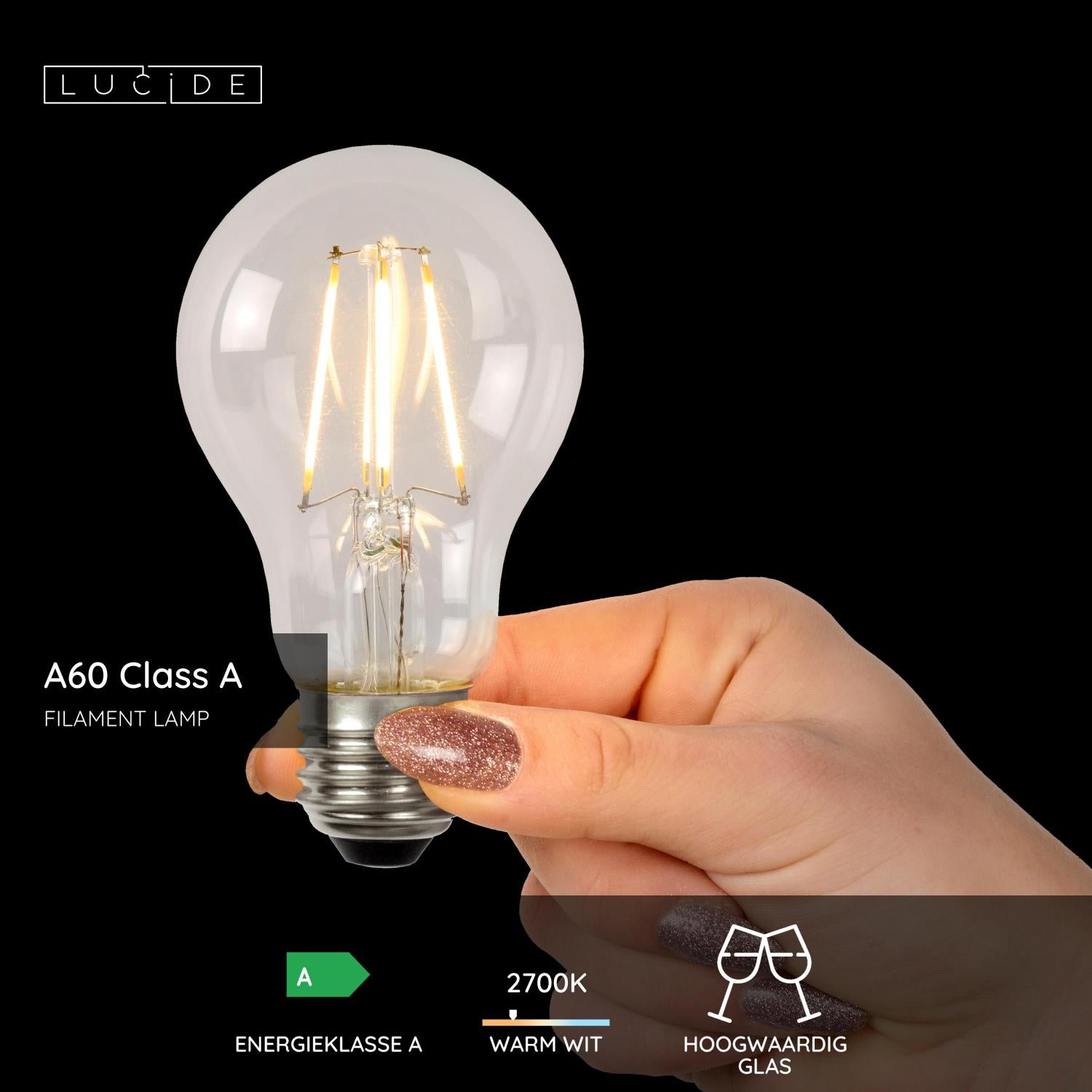 A60 Class A - Filament lamp - Ø 6 cm - LED - E27 - 1x7W 2700K - Transparent