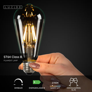 ST64 Class B - Filament lamp - Ø 6,4 cm - LED Dimb. - E27 - 1x7W 2700K - Transparant