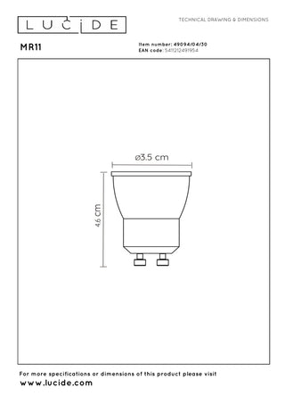 MR11 - Ampoule LED - Ø 3,5 cm - LED Var. - GU10 (MR11) - 1x3,8W 2700K - Noir