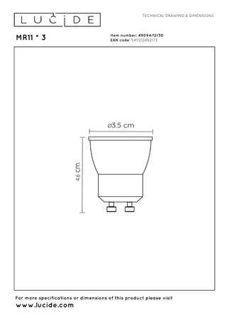 MR11 * 3 - Ampoule LED - Ø 3,5 cm - LED Var. - GU10 (MR11) - 3x3,8W 2700K - Noir - Set de 3