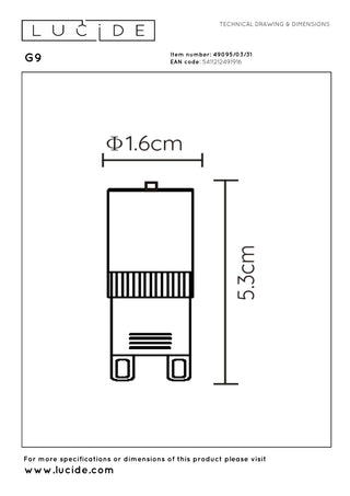 G9 - Ampoule LED - Ø 1,6 cm - LED Var. - G9 - 1x3,5W 2700K - Blanc