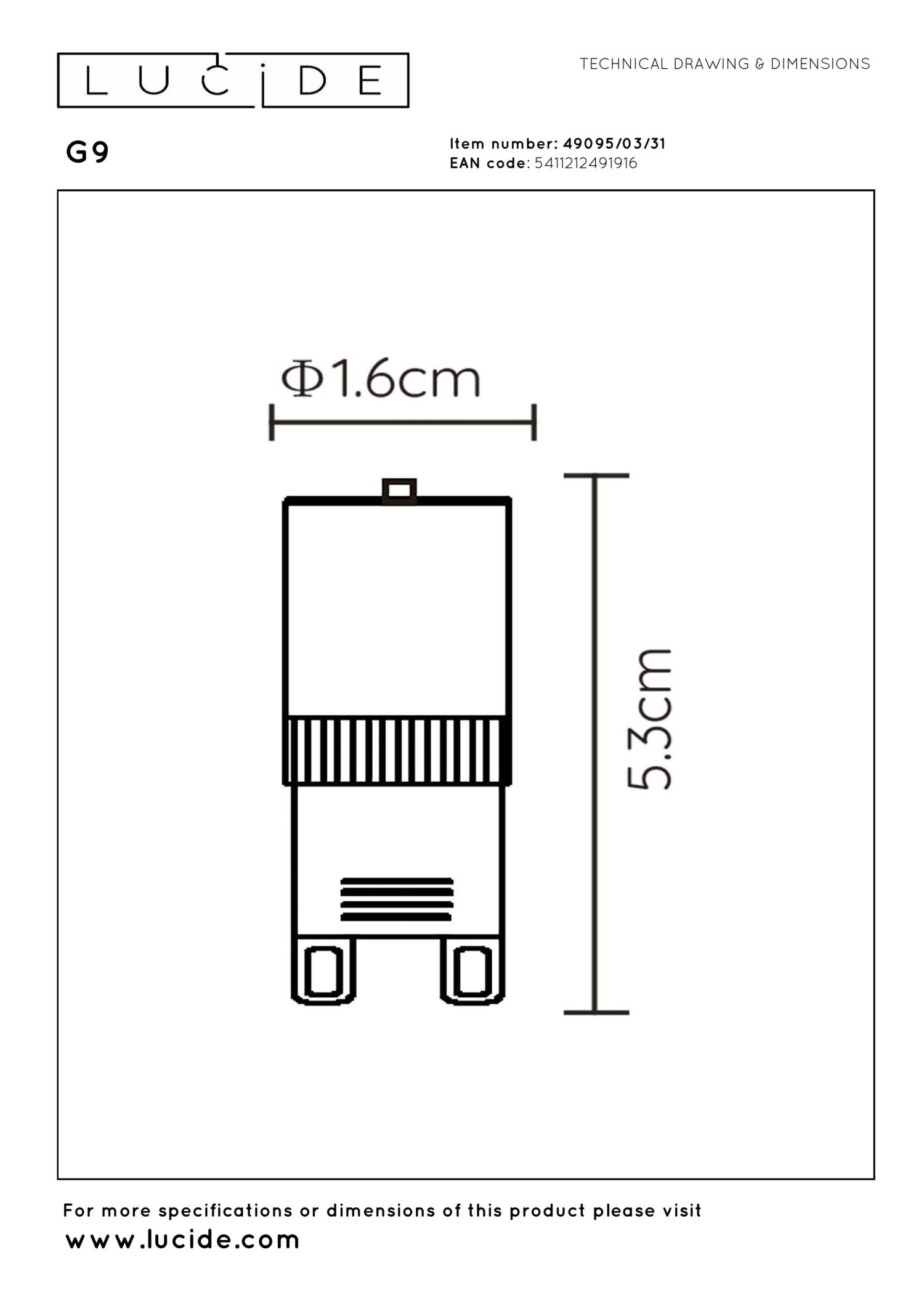G9 - Led lamp - Ø 1,6 cm - LED Dimb. - G9 - 1x3,5W 2700K - Wit
