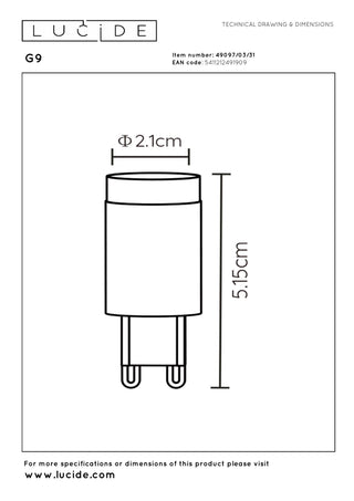 G9 - Ampoule LED - Ø 2,1 cm - LED Var. - G9 - 1x3W 2700K - Blanc
