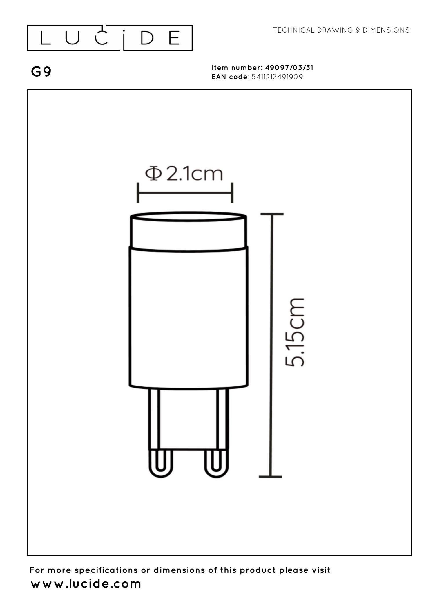 G9 - Ampoule LED - Ø 2,1 cm - LED Var. - G9 - 1x3W 2700K - Blanc
