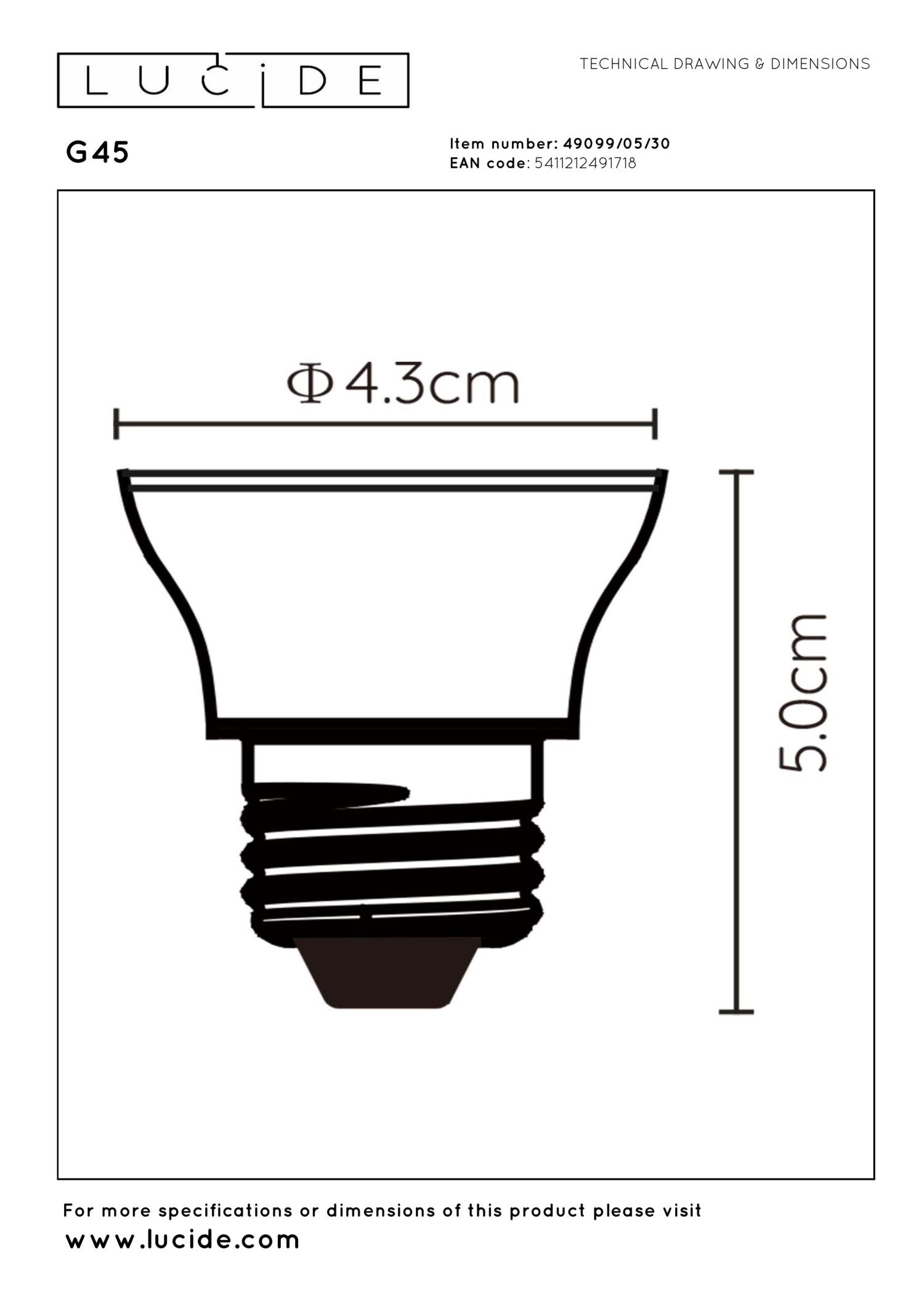 G45 - LED lamp - Ø 4.3 cm - LED 3 StepDim - E27 - 1x5W 2700K - Black