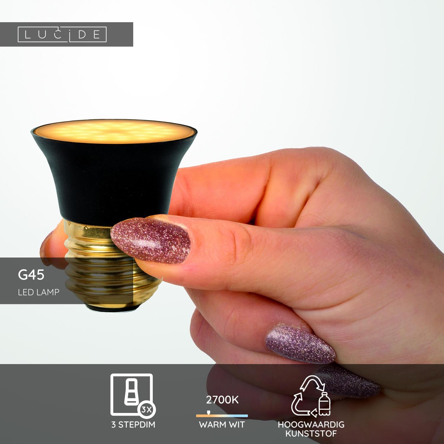 G45 - LED lamp - Ø 4.3 cm - LED 3 StepDim - E27 - 1x5W 2700K - Black